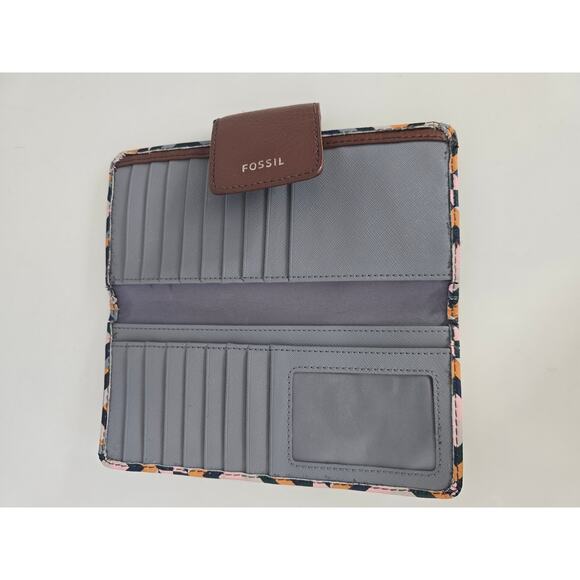 FOSSIL Geometric Print Wallet Multicolor Snap Closure Boho Retro Style Y2K - Picture 3 of 7